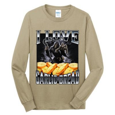 Funny Cringe Skeleton Meme I Love Garlic Bread Tall Long Sleeve T-Shirt