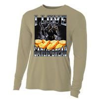 Funny Cringe Skeleton Meme I Love Garlic Bread Cooling Performance Long Sleeve Crew