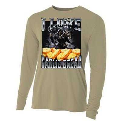 Funny Cringe Skeleton Meme I Love Garlic Bread Cooling Performance Long Sleeve Crew