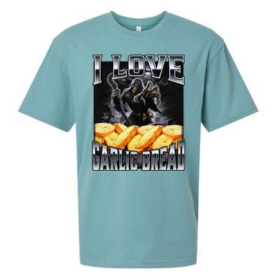 Funny Cringe Skeleton Meme I Love Garlic Bread Sueded Cloud Jersey T-Shirt