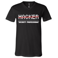 Funny Cyber Security Computer Hacker Gift V-Neck T-Shirt