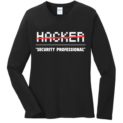 Funny Cyber Security Computer Hacker Gift Ladies Long Sleeve Shirt
