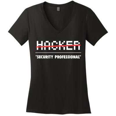 Funny Cyber Security Computer Hacker Gift Women's V-Neck T-Shirt