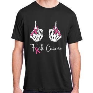 Fuck Cancer Skeleton Middle Finger Breast Cancer Awareness Adult ChromaSoft Performance T-Shirt