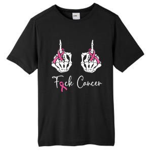 Fuck Cancer Skeleton Middle Finger Breast Cancer Awareness Tall Fusion ChromaSoft Performance T-Shirt