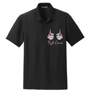 Fuck Cancer Skeleton Middle Finger Breast Cancer Awareness Dry Zone Grid Polo