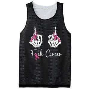 Fuck Cancer Skeleton Middle Finger Breast Cancer Awareness Mesh Reversible Basketball Jersey Tank