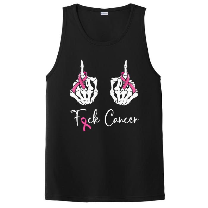 Fuck Cancer Skeleton Middle Finger Breast Cancer Awareness PosiCharge Competitor Tank