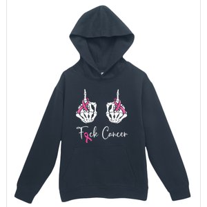 Fuck Cancer Skeleton Middle Finger Breast Cancer Awareness Urban Pullover Hoodie