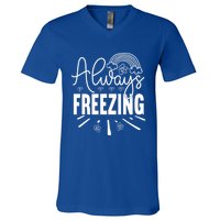 Funny Cold Season Always Freezing Cute Christmas Graphic Gift V-Neck T-Shirt