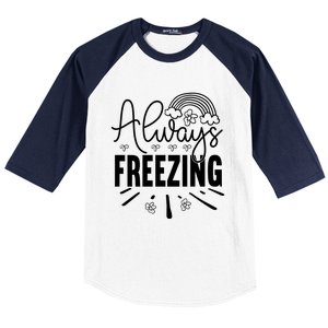 Funny Cold Season Always Freezing Cute Christmas Graphic Gift Baseball Sleeve Shirt