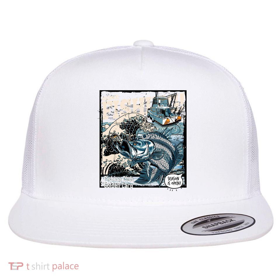 Fishing Club Season Open Flat Bill Trucker Hat