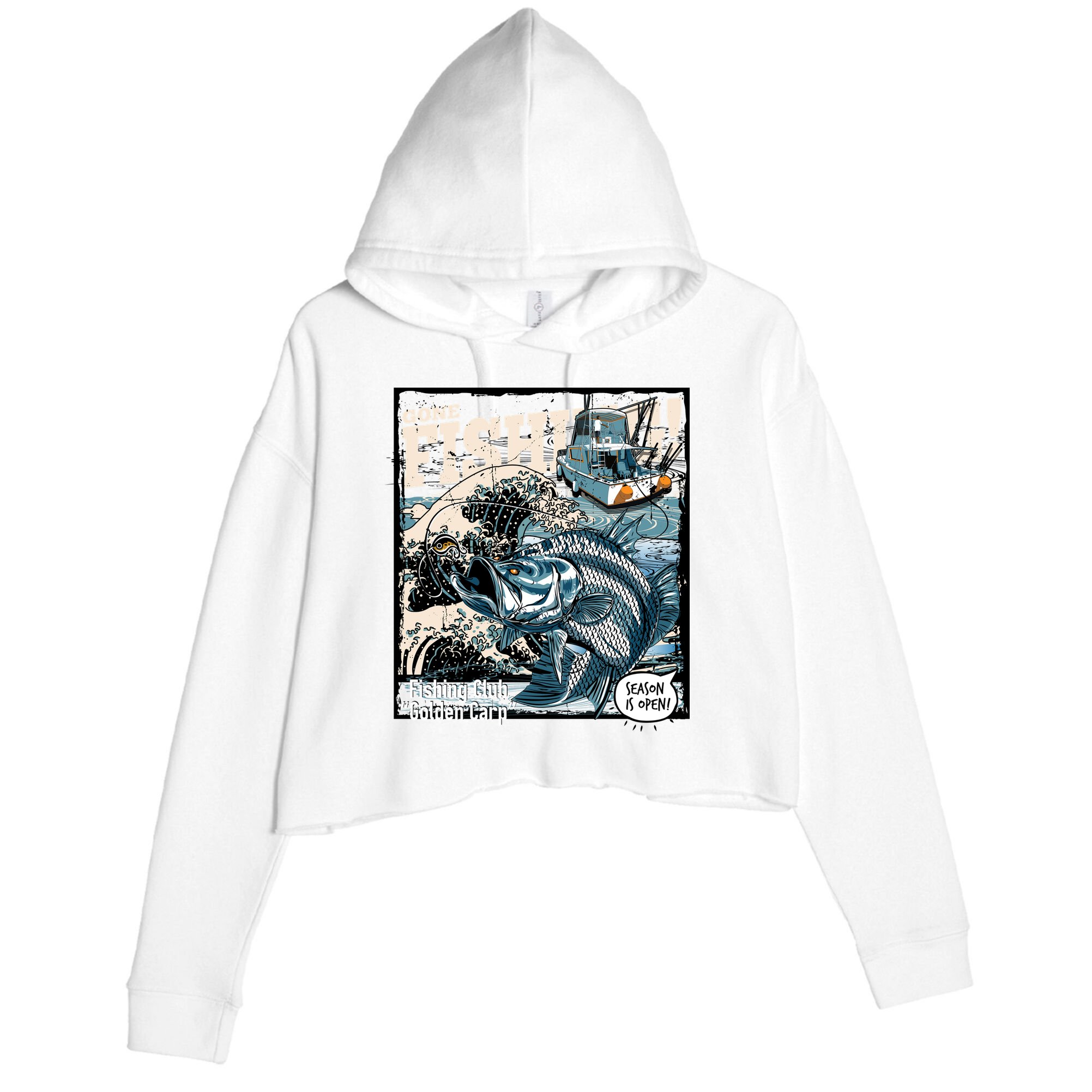Fishing Club Season Open Crop Fleece Hoodie