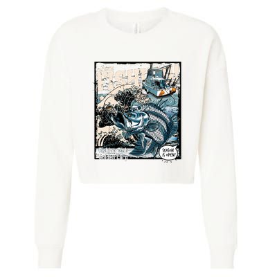 Fishing Club Season Open Cropped Pullover Crew