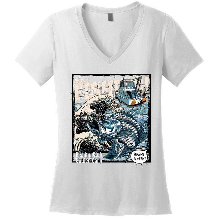 Fishing Club Season Open Women's V-Neck T-Shirt