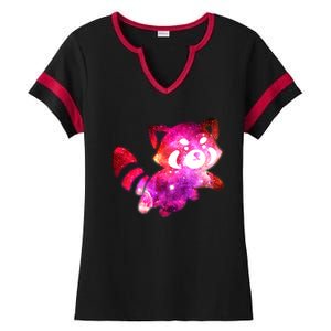 Funny Cute Space Galaxy Red Panda Ladies Halftime Notch Neck Tee