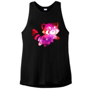 Funny Cute Space Galaxy Red Panda Ladies PosiCharge Tri-Blend Wicking Tank