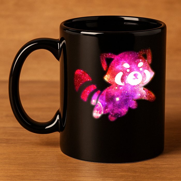 Funny Cute Space Galaxy Red Panda 11oz C Handle Ceramic Mug