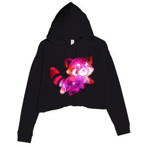 Funny Cute Space Galaxy Red Panda Crop Fleece Hoodie