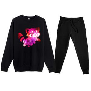 Funny Cute Space Galaxy Red Panda Premium Crewneck Sweatsuit Set