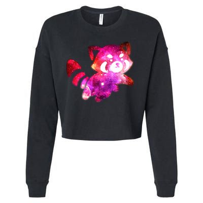 Funny Cute Space Galaxy Red Panda Cropped Pullover Crew