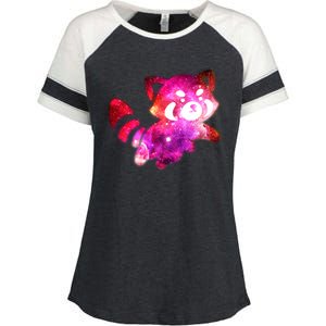 Funny Cute Space Galaxy Red Panda Enza Ladies Jersey Colorblock Tee