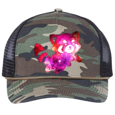 Funny Cute Space Galaxy Red Panda Retro Rope Trucker Hat Cap