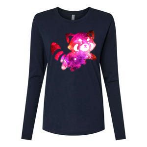 Funny Cute Space Galaxy Red Panda Womens Cotton Relaxed Long Sleeve T-Shirt