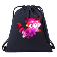 Funny Cute Space Galaxy Red Panda Drawstring Bag