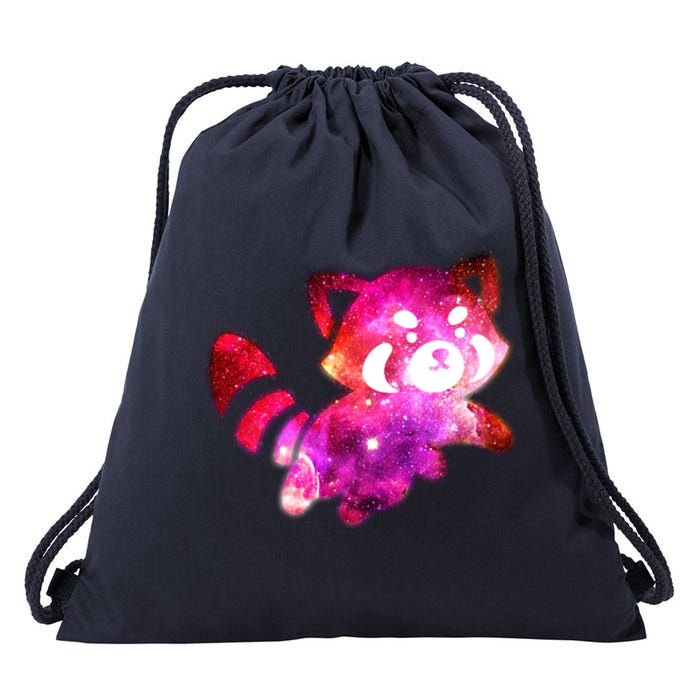 Funny Cute Space Galaxy Red Panda Drawstring Bag