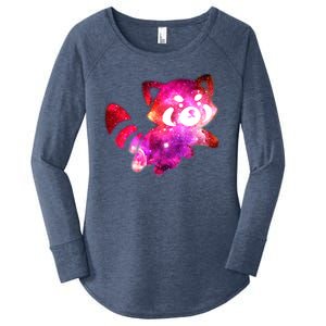 Funny Cute Space Galaxy Red Panda Women's Perfect Tri Tunic Long Sleeve Shirt