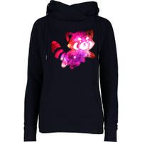 Funny Cute Space Galaxy Red Panda Womens Funnel Neck Pullover Hood