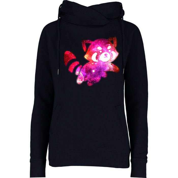 Funny Cute Space Galaxy Red Panda Womens Funnel Neck Pullover Hood