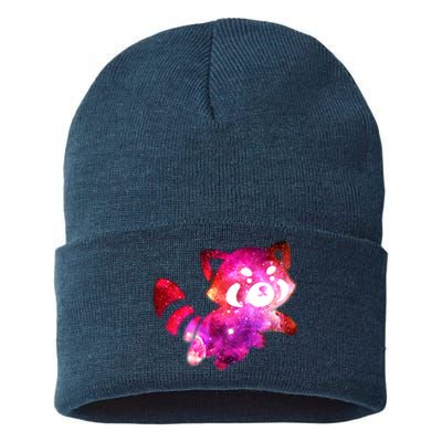 Funny Cute Space Galaxy Red Panda Sustainable Knit Beanie