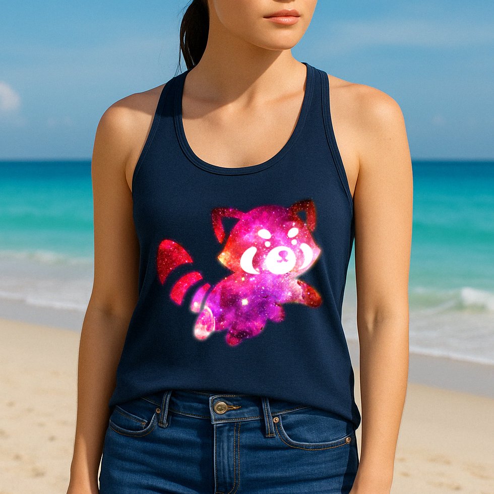 Funny Cute Space Galaxy Red Panda Womens Tank Top