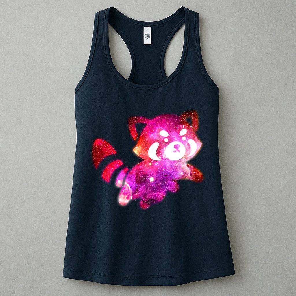 Funny Cute Space Galaxy Red Panda Womens Tank Top