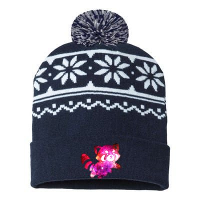 Funny Cute Space Galaxy Red Panda USA-Made Snowflake Beanie