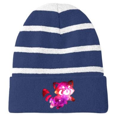 Funny Cute Space Galaxy Red Panda Striped Beanie with Solid Band