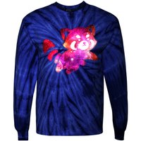 Funny Cute Space Galaxy Red Panda Tie-Dye Long Sleeve Shirt