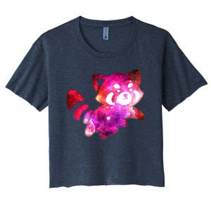 Funny Cute Space Galaxy Red Panda Women's Crop Top Tee