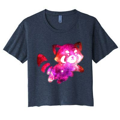 Funny Cute Space Galaxy Red Panda Crop Top