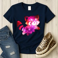 Funny Cute Space Galaxy Red Panda Womens T-Shirt