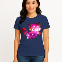 Funny Cute Space Galaxy Red Panda Womens T-Shirt