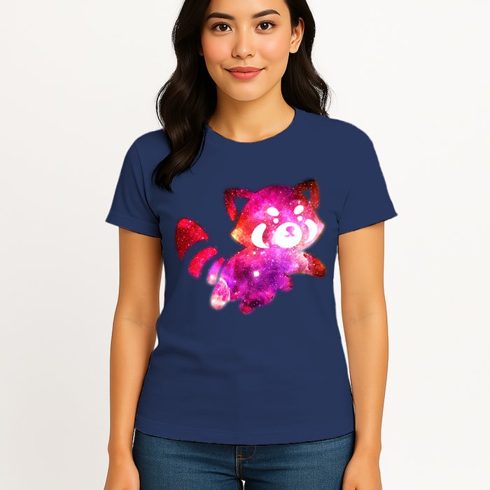 Funny Cute Space Galaxy Red Panda Womens T-Shirt