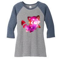 Funny Cute Space Galaxy Red Panda Women's Tri-Blend 3/4-Sleeve Raglan Shirt