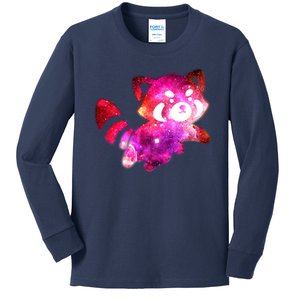 Funny Cute Space Galaxy Red Panda Kids Long Sleeve Shirt