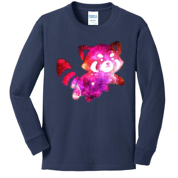 Funny Cute Space Galaxy Red Panda Kids Long Sleeve Shirt