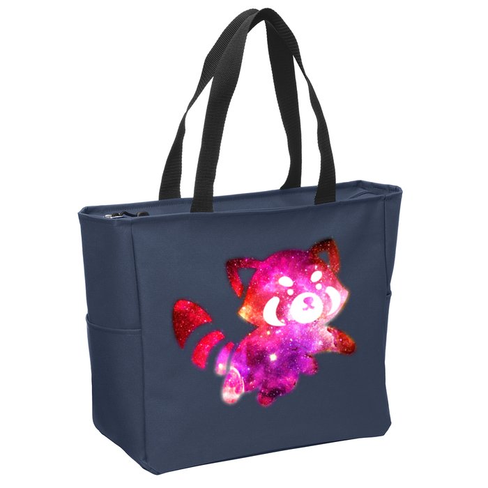 Funny Cute Space Galaxy Red Panda Zip Tote Bag