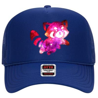 Funny Cute Space Galaxy Red Panda High Crown Mesh Back Trucker Hat