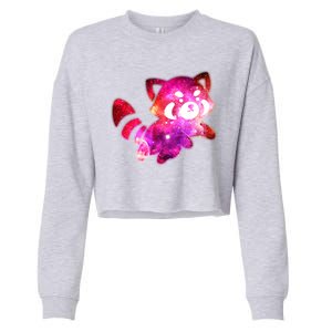 Funny Cute Space Galaxy Red Panda Cropped Pullover Crew